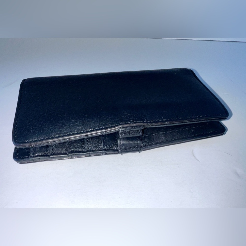 Vtg Fossil Wallet Black Soft Pebble Leather - Picture 5 of 12